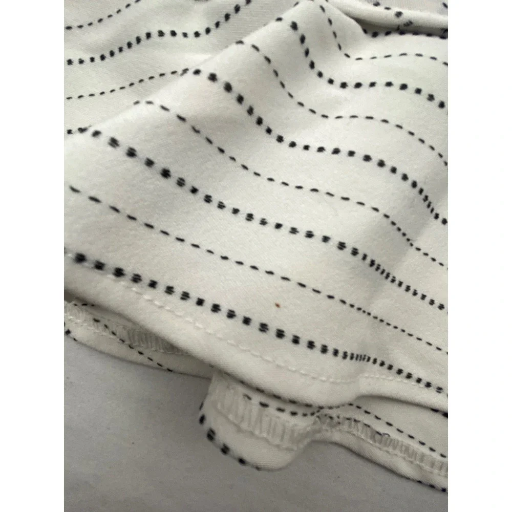 Jodi Kristopher White Black Dotted Stripe Ruffle Hem Mini Skirt Size 5 9675-X210